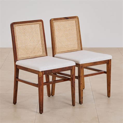 Buy (Refurbished) Cane Connection Set of 2 Sheesham Wood Dining Chairs ...