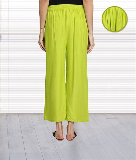 Fabclub Women’s Heavy Rayon Solid Plain Free Size Palazzo (Lime Green ...