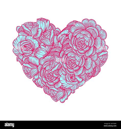 Drawings Of Hearts With Banners And Roses