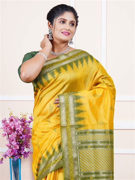 Womens Semi Tussar Silk Saree Gold