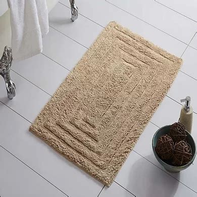 Knightsbridge Diagonal Racetrack 100% Cotton Reversible Bath Rug