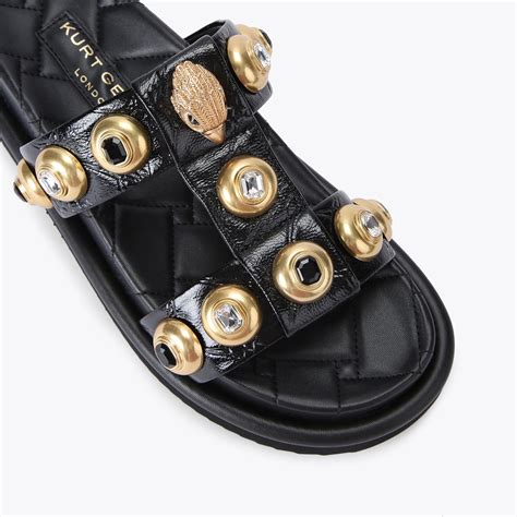ORSON MULTI STUD Black Leather Sandals by KURT GEIGER LONDON