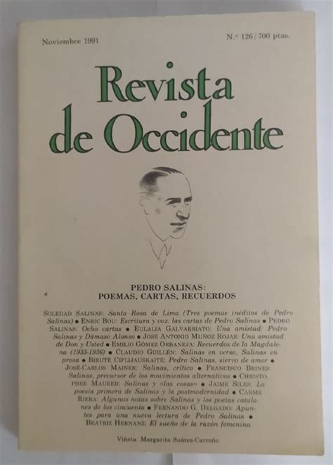 Revista de Occidente. Pedro Salinas: Poemas, cartas, recuerdos. Nº 126 ...