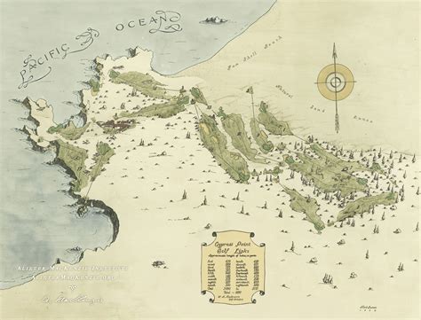 Cypress Point Golf Club Map Cypress Point Club 3D Effect Print | Joe