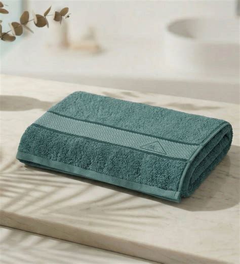 Buy Blue Pure Cotton Solid 450 GSM Bath Towel 1 Piece (Oasis Collection ...