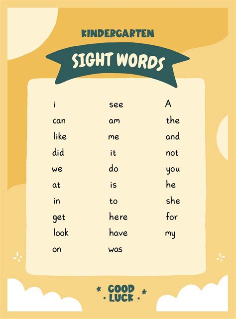 10 best preschool printable kindergarten sight words – Artofit