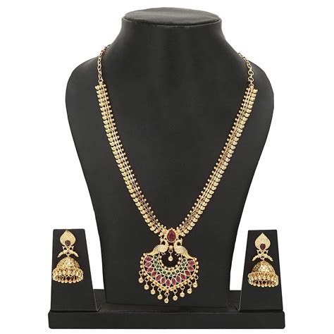Micro Gold Plated Peacock Pendant Mango Necklace Set - New Collections ...
