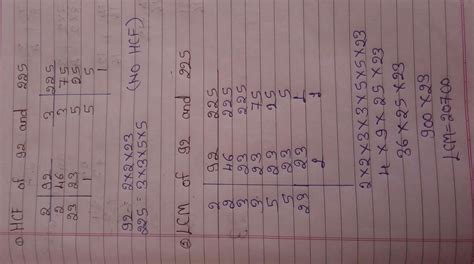 find lcm and hcf of 92 and 225 - Brainly.in
