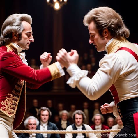 Composers' Boxing Match: Mozart vs. Beethoven | Stable Diffusion Online