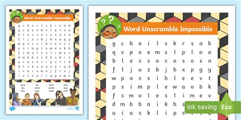 Word Unscramble Impossible Word Search,anagrams - Twinkl