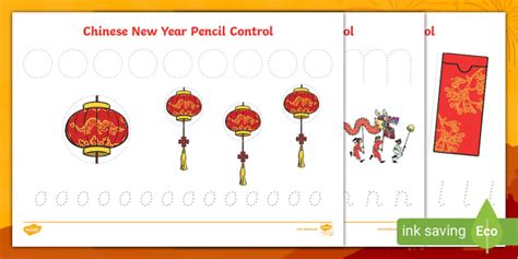 Chinese New Year Pencil Control Worksheets
