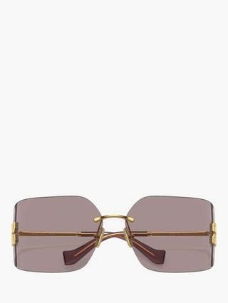 Miu Miu MU 54YS Women's Rectangular Sunglasses, Gold