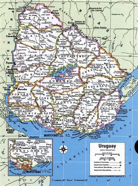 Large political and administrative map of Uruguay with all cities | Uruguay | South America ...
