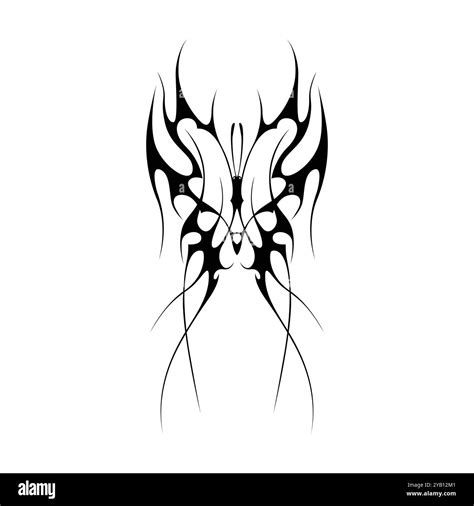 Neo tribal y2k gothic style tattoo. Cyber sigilism butterfly design ...