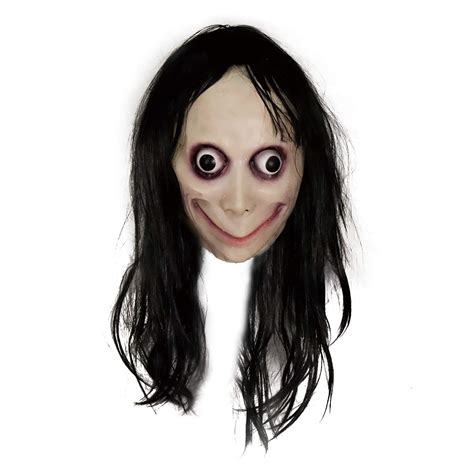 Costumeparty Momo Hacking Game Latex Full Head Mask with Hair Scary ...