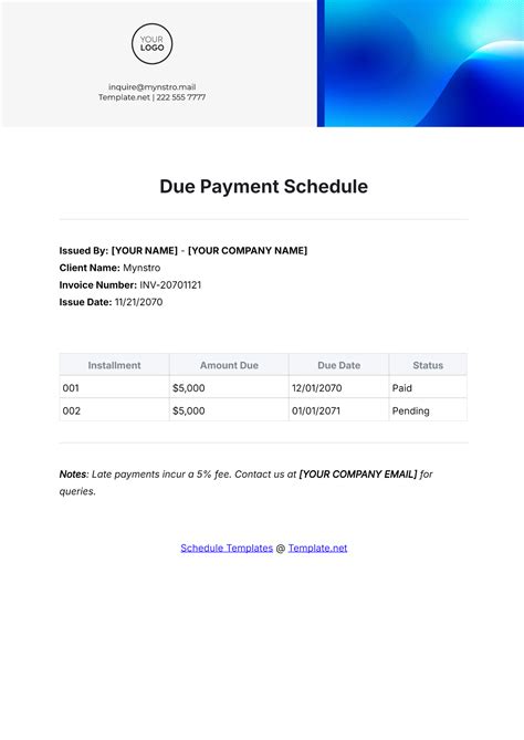 Free Invoicing Schedule Template to Edit Online