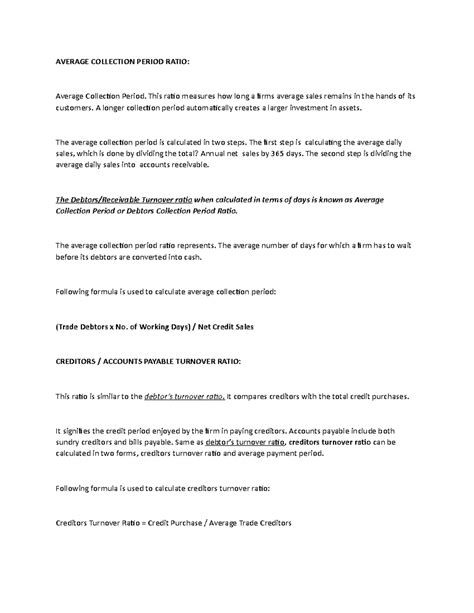 Average Collection Period Formula