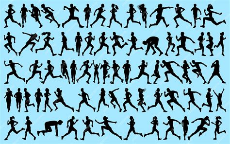 Premium Vector | Set of exercise or running silhouettes vector illustration