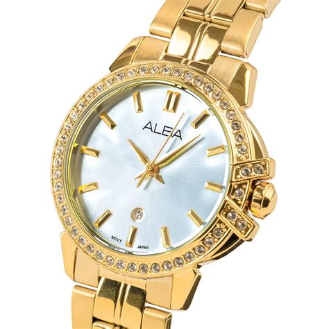 ALBA Yellow Gold Ladies Watch with Mother of Pearl Dial and Crystals A ...