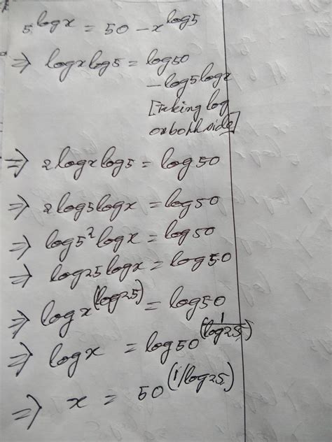 5^logx = 50 - (x^ log5) - Brainly.in