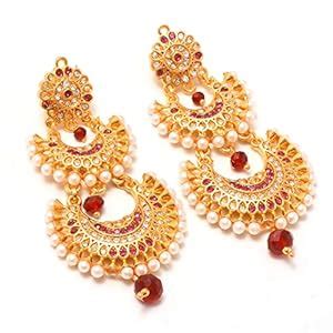 Jewar Mandi Earrings Kundan Pearl Polki Ad Cz Multi-Gemstones Jewelry ...
