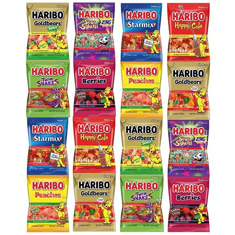 Amazon.com : Haribo Gummy Bears Candy Bulk, 16 Packs Gummie Variety, 8 ...