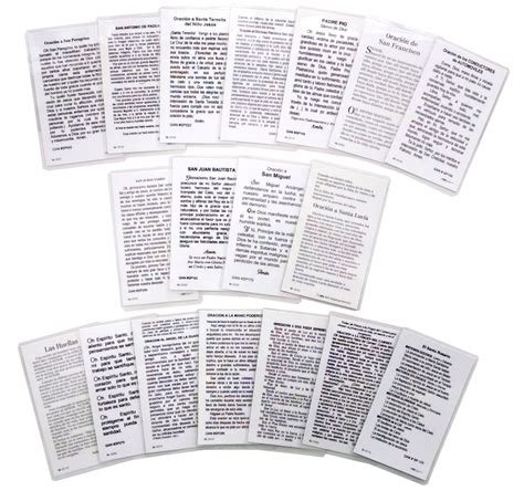 Assorted Spanish Catholic Laminated Prayer Cards Pack Of 18 Cards ...