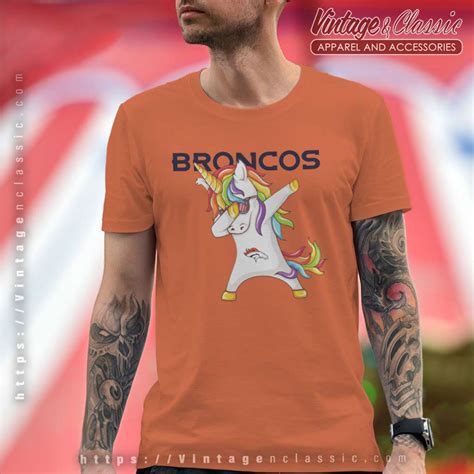 Dabbing Unicorn Denver Broncos Shirt - Vintagenclassic Tee