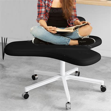 Black ADHD Office Chairs for Adults Cross Legged, Rolling Ergonomic ...