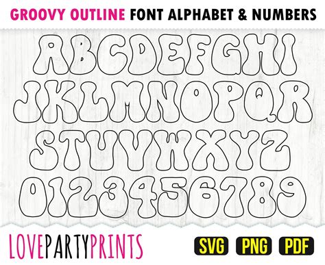 Font Alphabet and Numbers | Black Ink Outline