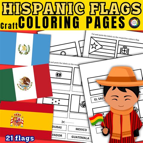 21 COLORING FLAGS | HISPANIC HERITAGE MONTH COLORING PAGES | Made By ...