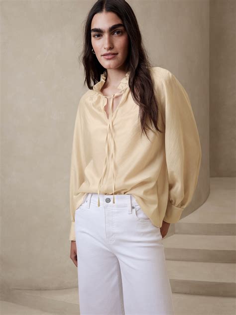 Ruffle-Neck Blouse | Banana Republic Factory