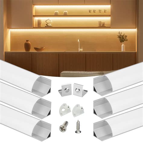 Muzata 6PACK 1M/3.3ft V-Shape LED Aluminum Channel System with PC Cover ...