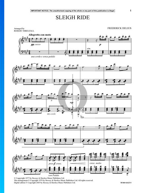Sleigh Ride (Frederick Delius) Piano Sheet Music - OKTAV
