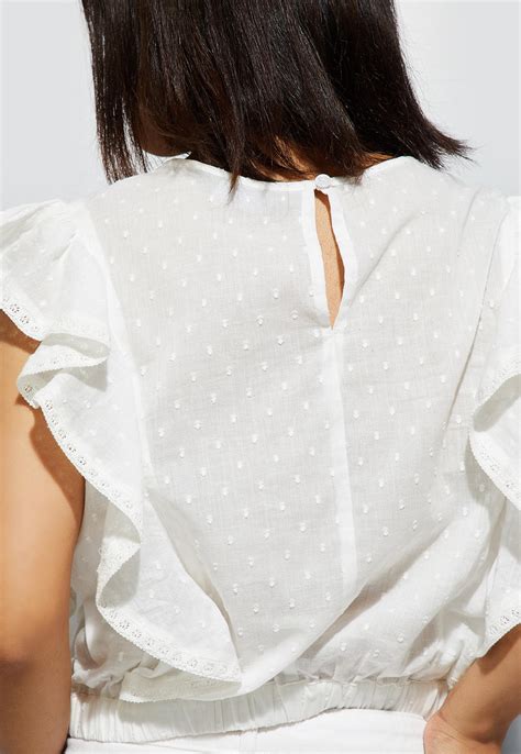 Buy URB_N Women Dobby Woven Ruffle Top Online at just Rs. 699.0 ...