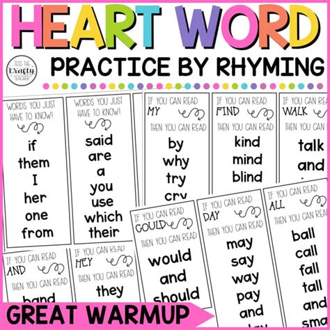 Heart Word Activities, Rhyming Heart Words, High Frequency Word Grouped ...