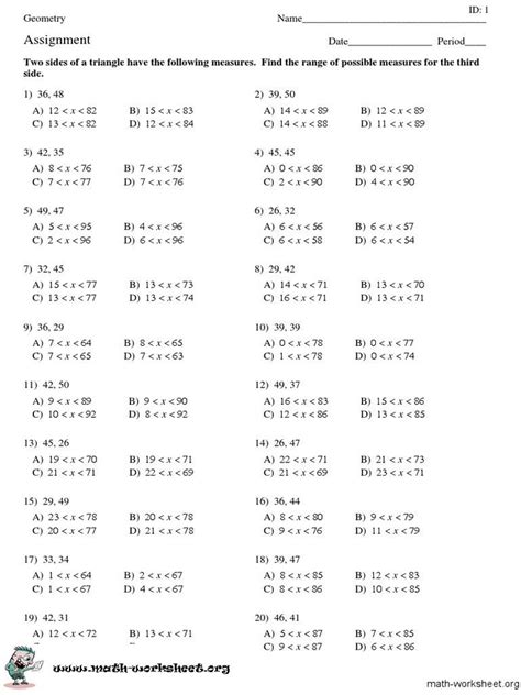 Image result for Triangle Inequality Theorem Worksheet