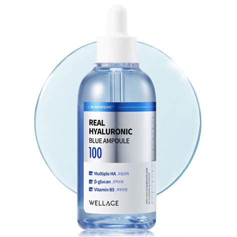 Wellage Real Hyaluronic Blue Ampoule 100 Fragrance Free Hyaluronic Acid ...
