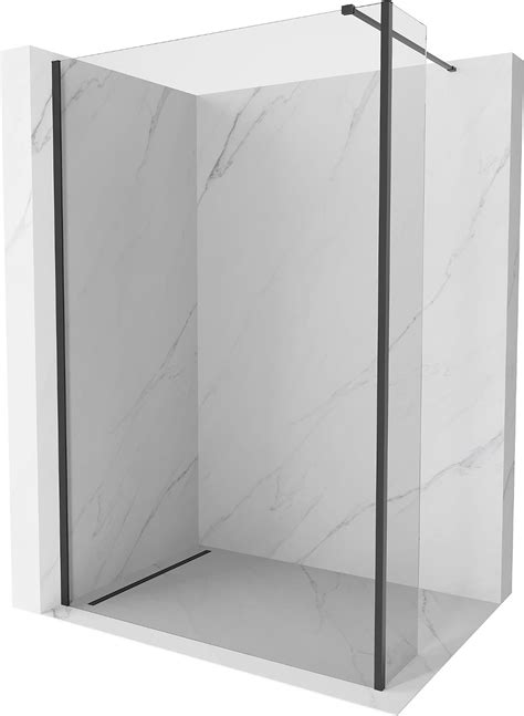 Mexen Kioto paroi de douche Walk-in 150 x 30 cm, transparent, noir ...
