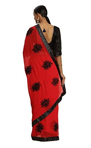 Buy Women'S Georgette Embroderied Work Saree With Matching Blouse ...