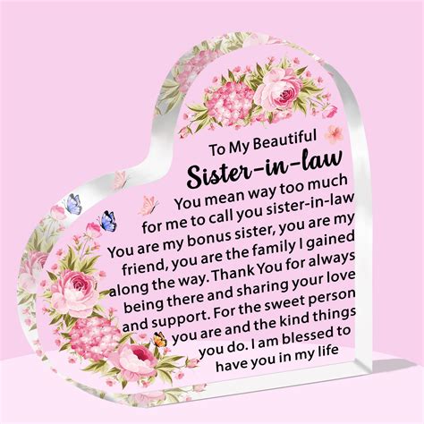 SDOFY Sister in Law Gifts Sister in Law Birthday Gifts Acrylic Plaque ...
