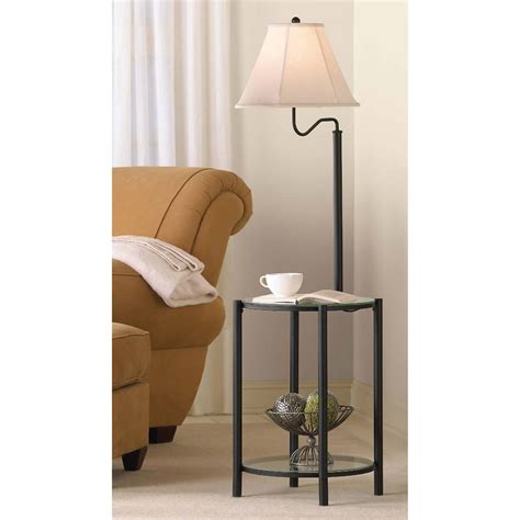 Black Table With Lamp Attached