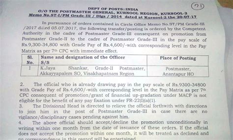 Transfers/Postings in the cadre of ASP/IP/Grade III/Grade I in Kurnool ...