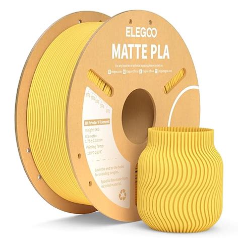 ELEGOO Matte PLA Filament Sunshine Yellow 1KG, 1.75mm 3D Printer ...