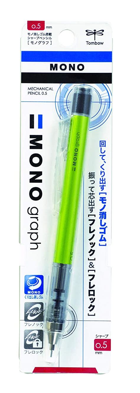 Tombow Mono Graph Shaker Mechanical Pencil 0.5mm, Lime Green Body, R3 ...