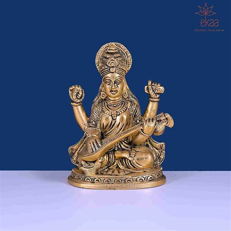 Ekaa Handicrafts Brass Lord Ganesha Goddess Lakshmi and Saraswati Hindu ...