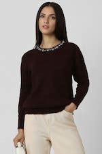Buy Women Brown Embellished Round Neck Sweater Online - 39828914 | Van ...