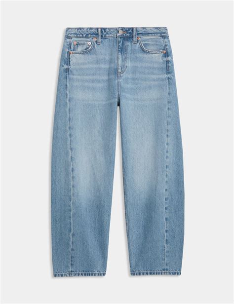 Mid Rise Barrel Jeans | M&S | M&S