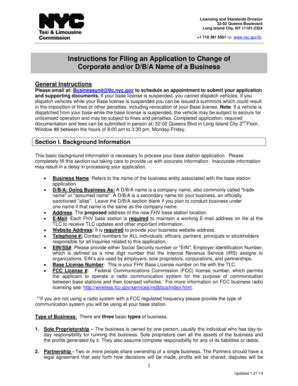 Fillable Online nyc Instructions for a Change of Corporate or DBA of a ...