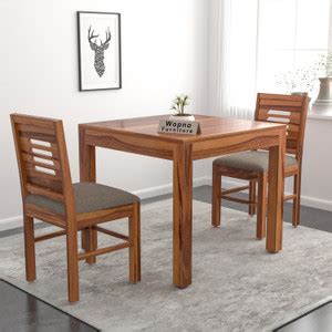 Wopno Furniture Sheesham Wooden 2 Seater Dining Table Set with ...